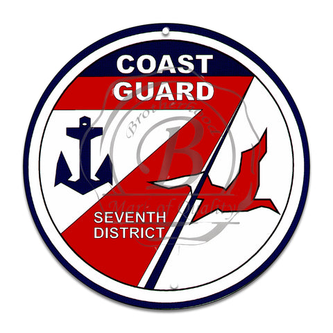 United Coast Guard Seventh District 11.75 Inch Circle Aluminum Sign