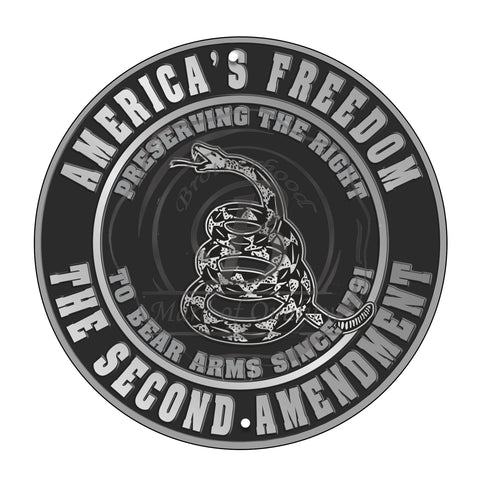 America's Freedom Preserving The Right To Bear Arms 11.75 Inch Circle Aluminum Sign