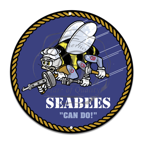 US Navy Seabees Can Do Circle Aluminum Sign