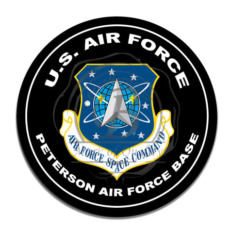 United States Air Force Space Command Peterson Air Force Base Inch Circle Aluminum Sign
