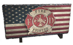 Distressed American Flag Fireman Maltese Cross Slate Rock