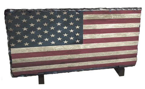 Distressed American Flag Photo Slate Rock