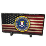 Distressed  American Flag FBI Seal Slate Photo Rock